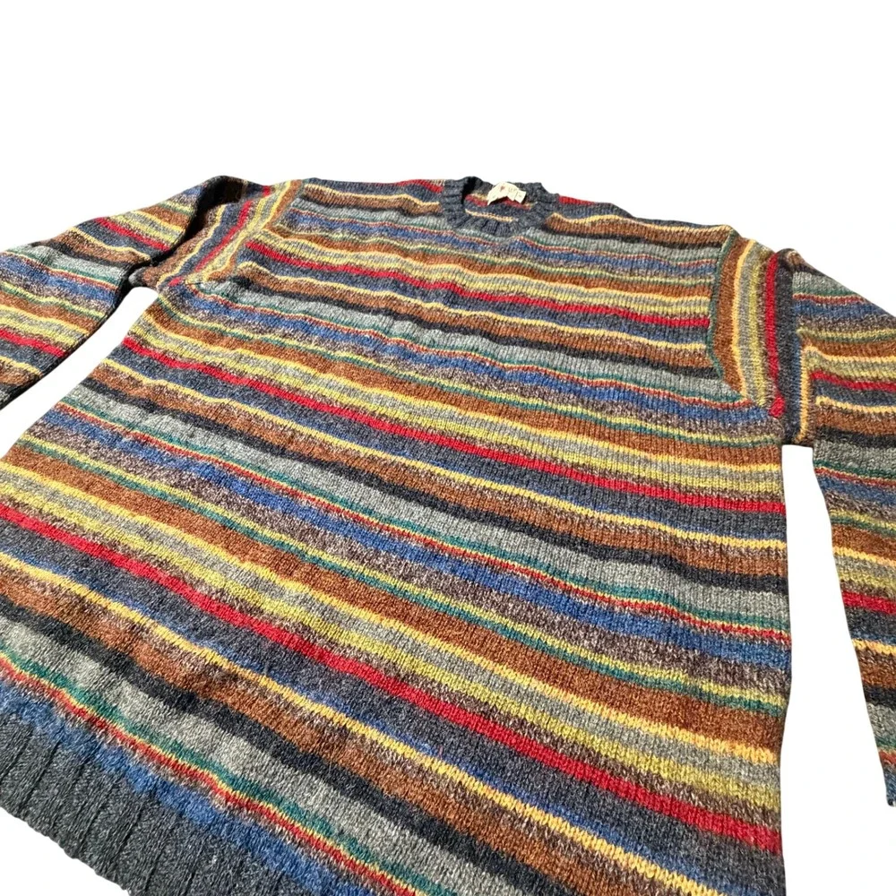 Vintage 90s J. Crew Oarsman Wool Striped Sweater Large Crewneck Mens Hong Kong